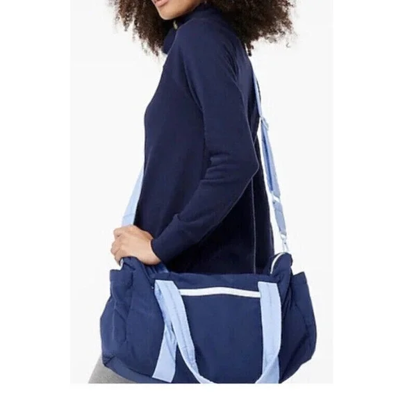 NWT J. Crew Factory Nylon Weekend Duffel Bag Blue Adjustable Strap BJ915 OS - Picture 9 of 9